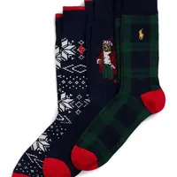 Ponožky Polo Ralph Lauren 3-pack pánské, šedá barva, 449958861