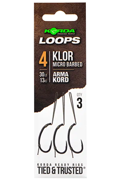 Korda hotové montáže loop rigs klor - háček 4 nosnost 30 lb