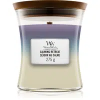 Woodwick Trilogy Calming Retreat vonná svíčka s dřevěným knotem 275 g