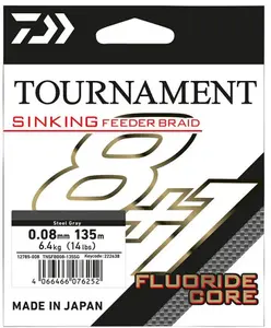Daiwa splétaná šňůra tournament sinking feeder braid grey 8+1 135 m - 0,14 mm