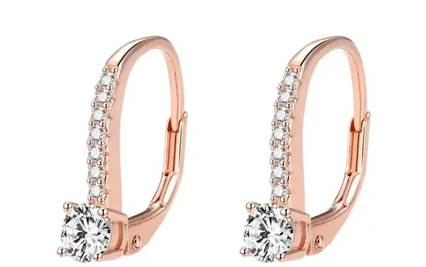 Beneto Růžově pozlacené stříbrné náušnice s krystaly AGUC1955-ROSE