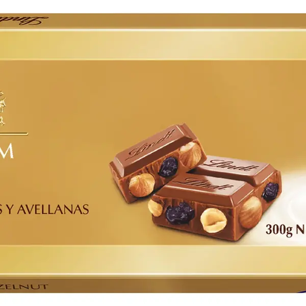 LINDT Gold Tablet Švajčiarska mliečna čokoláda s hrozienkami 300 g
