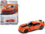 2019 Chevrolet Corvette Z06 Sebring Orange with Black Hood "Sports Cars" Series 1/64 Diecast Model Car by Auto World