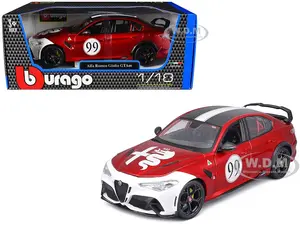 Alfa Romeo Giulia GTAm 99 Red Metallic with Black Top and White Graphics 1/18 Diecast Model Car by Bburago