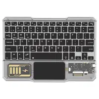 KB333 Transparent 78 Keys Wireless Bluetooth Keyboard with Touchpad Colorful Backlight - Black