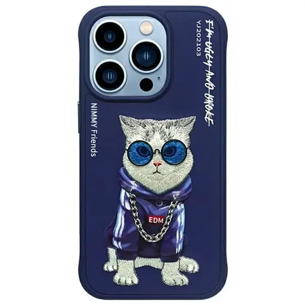 Zadní kryt NIMMY case GLASSES COOL CAT pro Apple iPhone 15 Pro Max, modrá