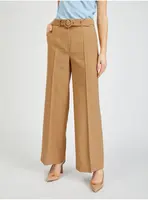 Orsay Hnědé dámské široké kalhoty s páskem - Dámské