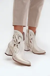 Kožené Prolamované Dámské Kotníkové Boty Na Podpatku Zazoo