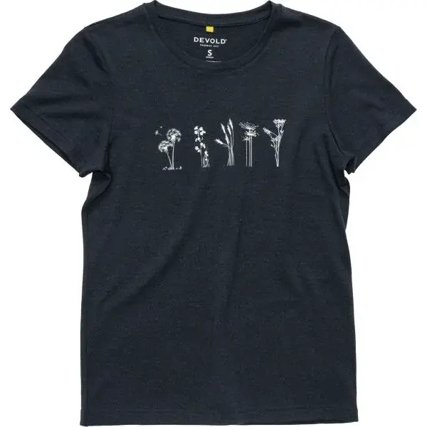 Devold CLASSIC FLOWERS TEE WMN Dámské funkční tričko, černá, velikost