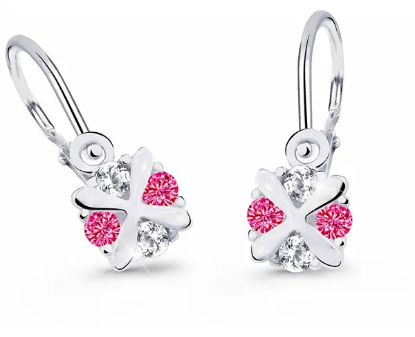 Cutie Jewellery Něžné dětské náušnice z bílého zlata C2753-10-X-2 fuchsiová