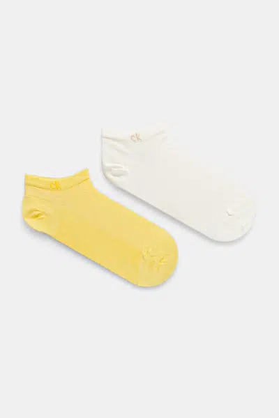 Ponožky Calvin Klein 2-pack dámské, žlutá barva, 701231383