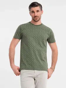 Ombre Men's full print knit shirt - olive