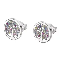 Lotus Silver Třpytivé stříbrné náušnice pro ženy se zirkony Strom života LP1890-4/1