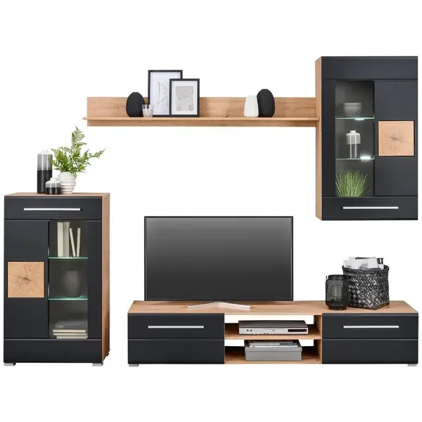 Ti'me OBÝVACÍ STĚNA černá, dub artisan