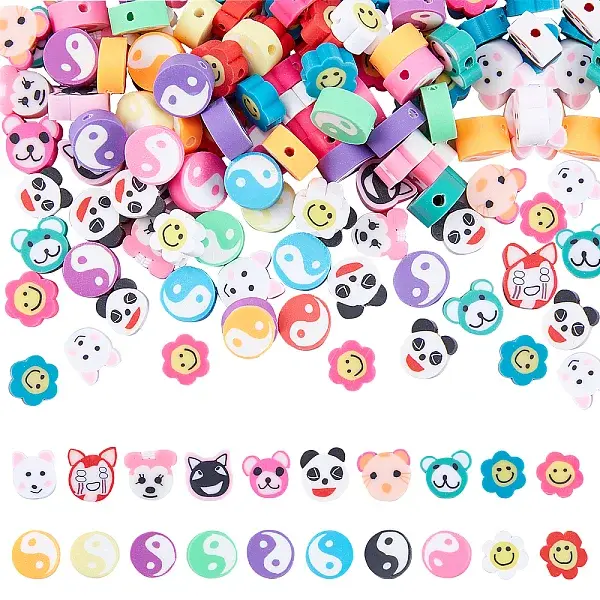 150Pcs 3 Style Handmade Polymer Clay Beads