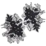 2Pcs Polyester Paillette Embroidered Cloth Sew on Patches