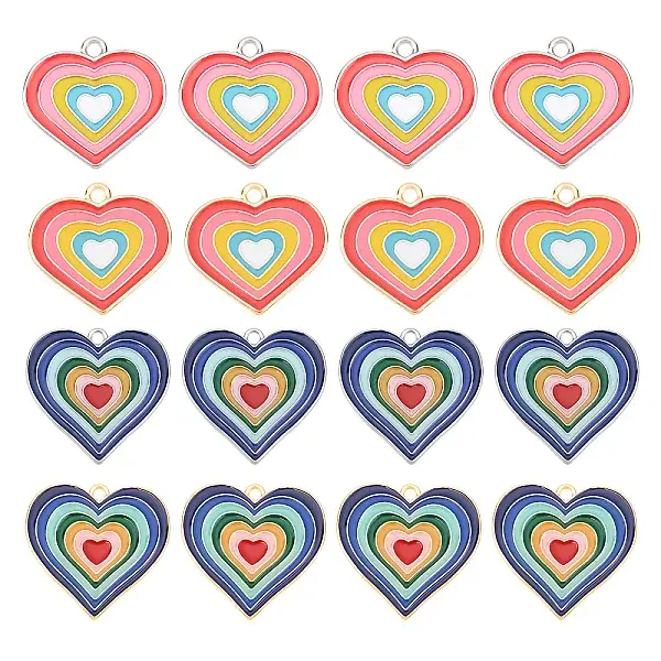 16Pcs 4 Style Rack Plating Alloy Enamel Pendants