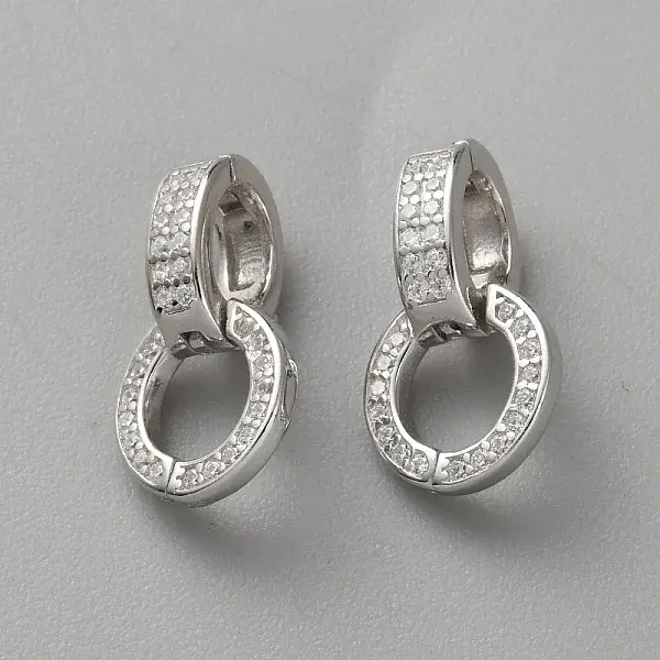 925 Sterling Silver Pave Cubic Zirconia Twister Clasps