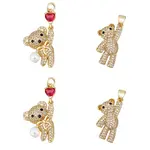 4Pcs 2 Style Brass Micro Pave Cubic Zirconia Charms