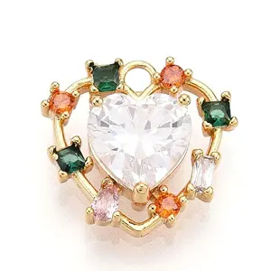 Brass Micro Pave Cubic Zirconia Charms