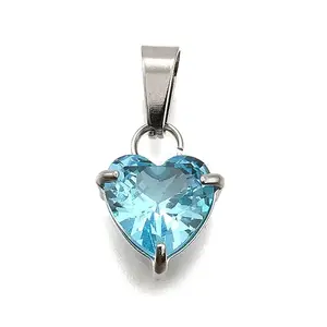 304 Stainless Steel Micro Pave Cubic Zirconia Pendants