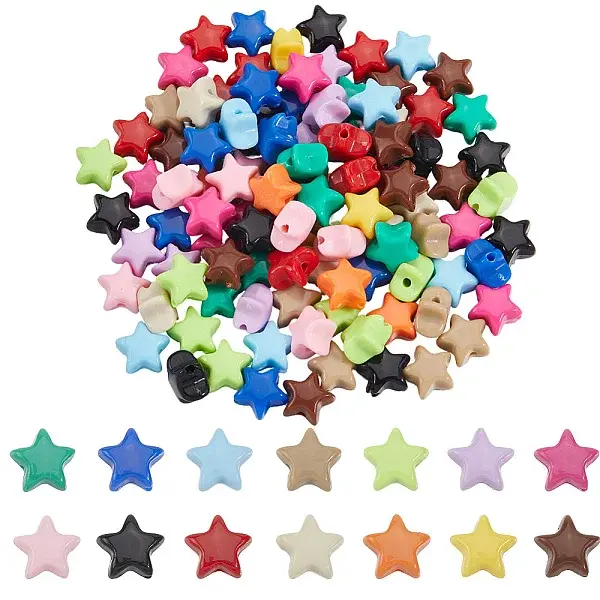 140Pcs 14 Colors Luminous Opaque Acrylic Beads