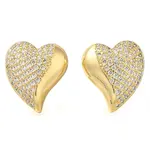 Brass Pave Clear Cubic Zirconia Stud Earrings