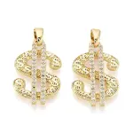Brass Micro Pave Clear Cubic Zirconia Pendants
