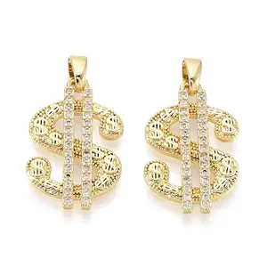 Brass Micro Pave Clear Cubic Zirconia Pendants