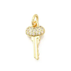 Brass Micro Pave Clear Cubic Zirconia Pendants