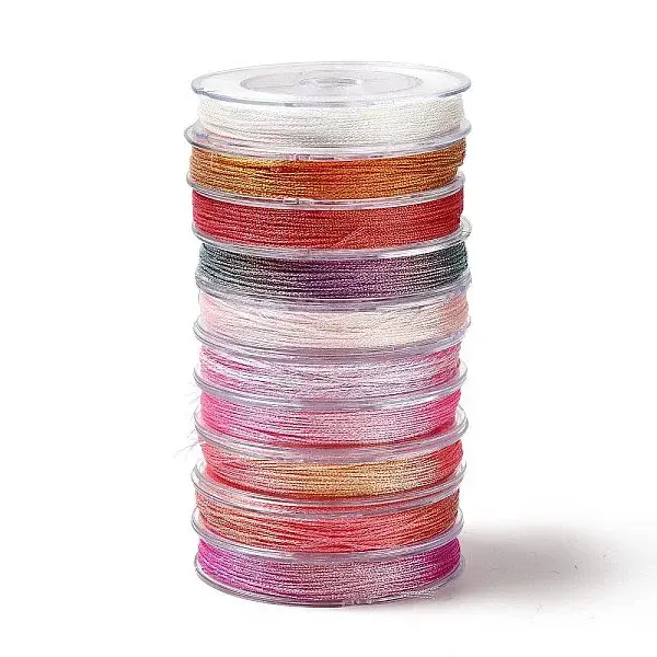 10 Rolls 10 Colors 6-Ply PET Polyester Metallic Thread