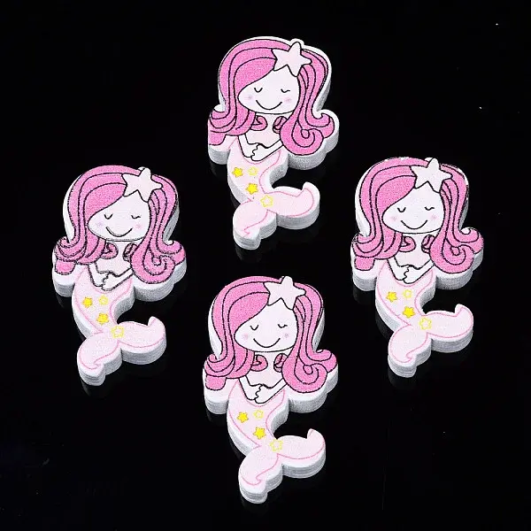 Printed Natural Wooden Beads