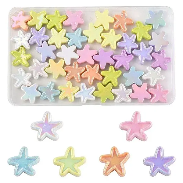 40Pcs UV Plating Opaque Acrylic Beads