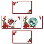 Rectangle with  Flower Pattern Cotton Linen Cloth Table Mat