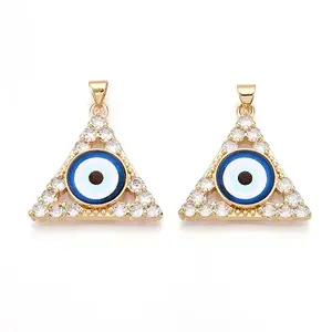 Brass Micro Pave Clear Cubic Zirconia Pendants for Women