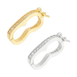 2Pcs 2 Colors Platinum Plated 925 Sterling Silver Rhinestone Twister Clasps
