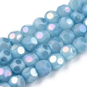 Opaque Frosted Glass Beads Strands
