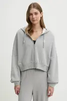 Bavlněná mikina adidas Originals Essential dámská, šedá barva, s kapucí, melanžová, JN7844