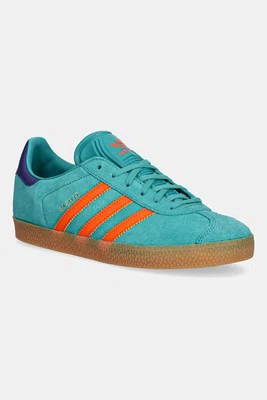 Dětské kožené tenisky adidas Originals GAZELLE zelená barva, JR5943