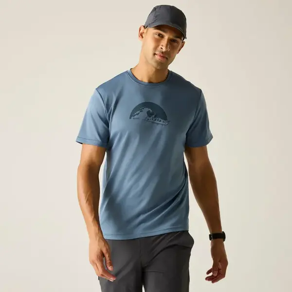 Pánské funkční tričko regatta fingal slogan šedá m