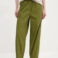 Bavlněné kalhoty Napapijri M-Cisa dámské, zelená barva, střih chinos, high waist, NP0A4IFVG1V1