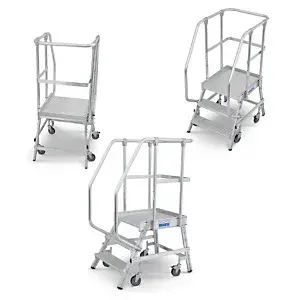 Mobilní plošinový žebřík, oboustranný, 7 schodů