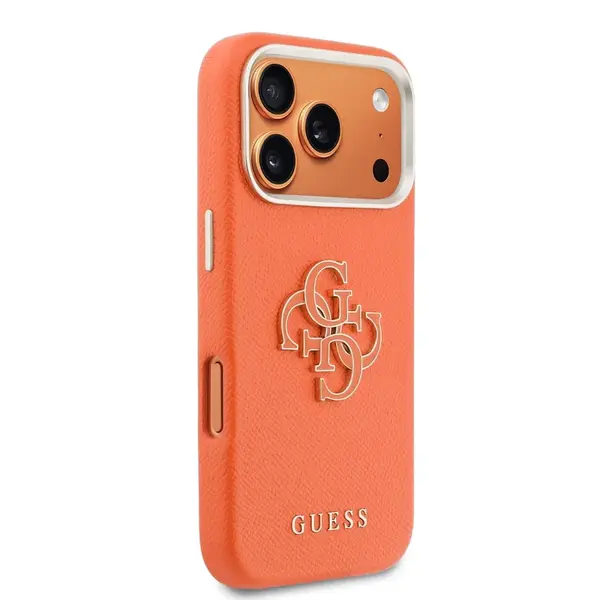 Zadní kryt Guess PU Resin Logo pro Apple iPhone 17 Pro, oranžová