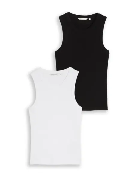 TOM TAILOR DENIM Top  čierna / biela