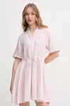 Lněné šaty Tommy Hilfiger růžová barva, mini, WW0WW44672