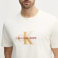 Bavlněné tričko Calvin Klein Jeans béžová barva, s potiskem, J30J327471