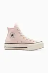 Semišové tenisky Converse Chuck Taylor All Star Lift růžová barva, A13823C