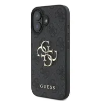 Zadní kryt Guess PU 4G Metal Logo pro Apple iPhone 16, šedá