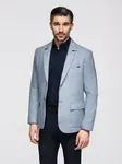 Ombre Men's REGULAR cut jacket with linen - light blue