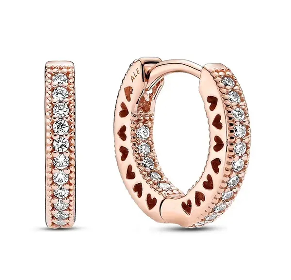 Pandora Třpytivé kruhové náušnice Rose 286317C01